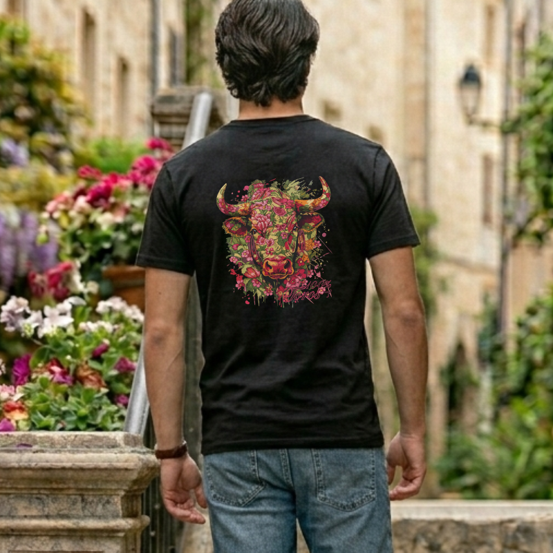 T-SHIRT HOMME 100%TOROS | FLOREAL | NOIR