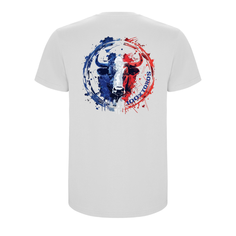 T-SHIRT HOMME 100%TOROS | TRICOLORE | BLANC
