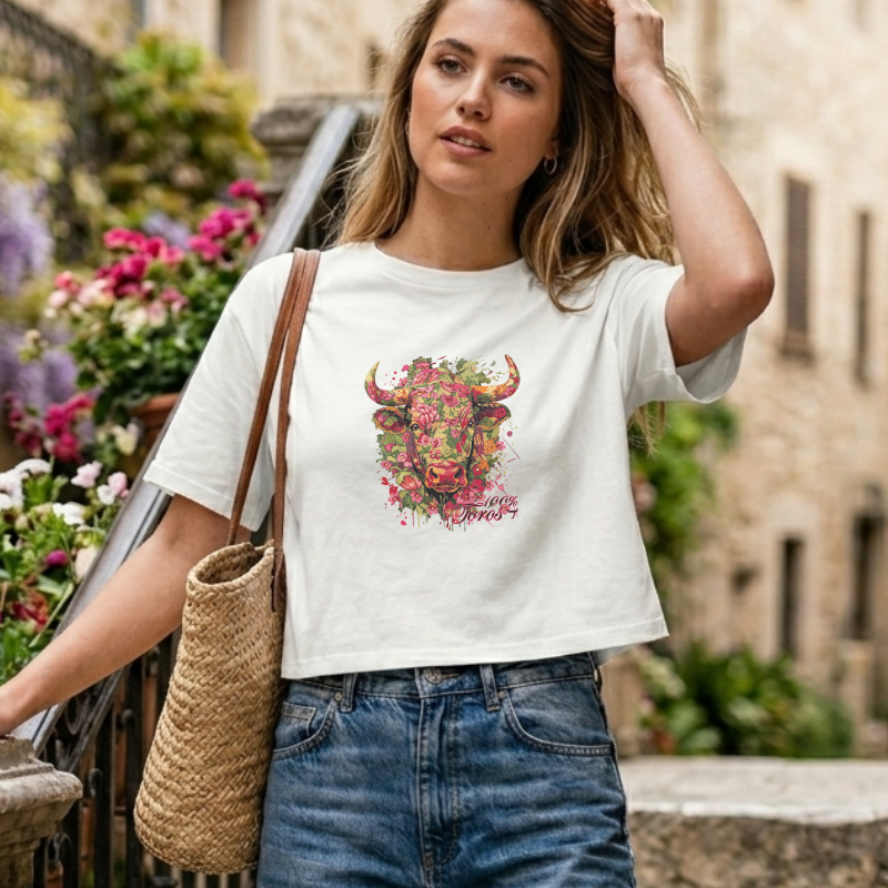 T-SHIRT FEMME 100%TOROS | FLOREAL | BLANC
